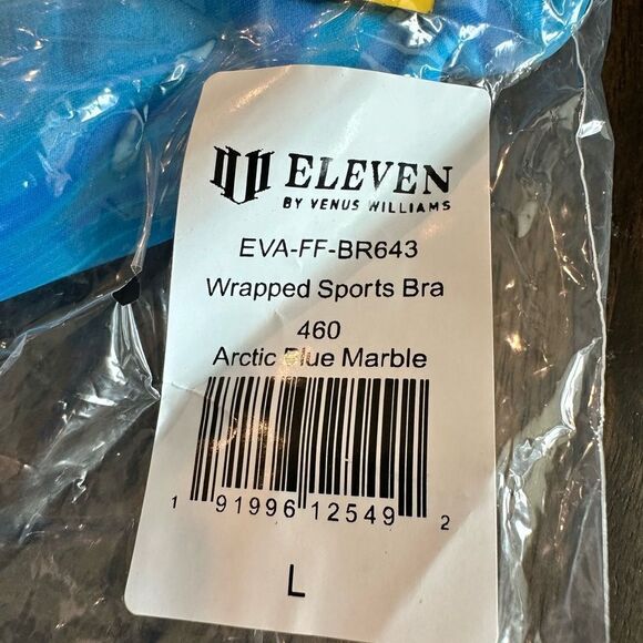 NWT EleVen Venus Williams Blue Marble Wrapped Sports Bra Athletic Tennis- Size L - Picture 7 of 9